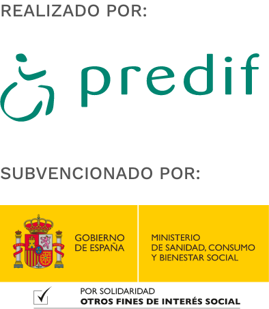 Logo de PREDIF y logo del Ministerio de Sanidad, Consumo y Bienestar social.